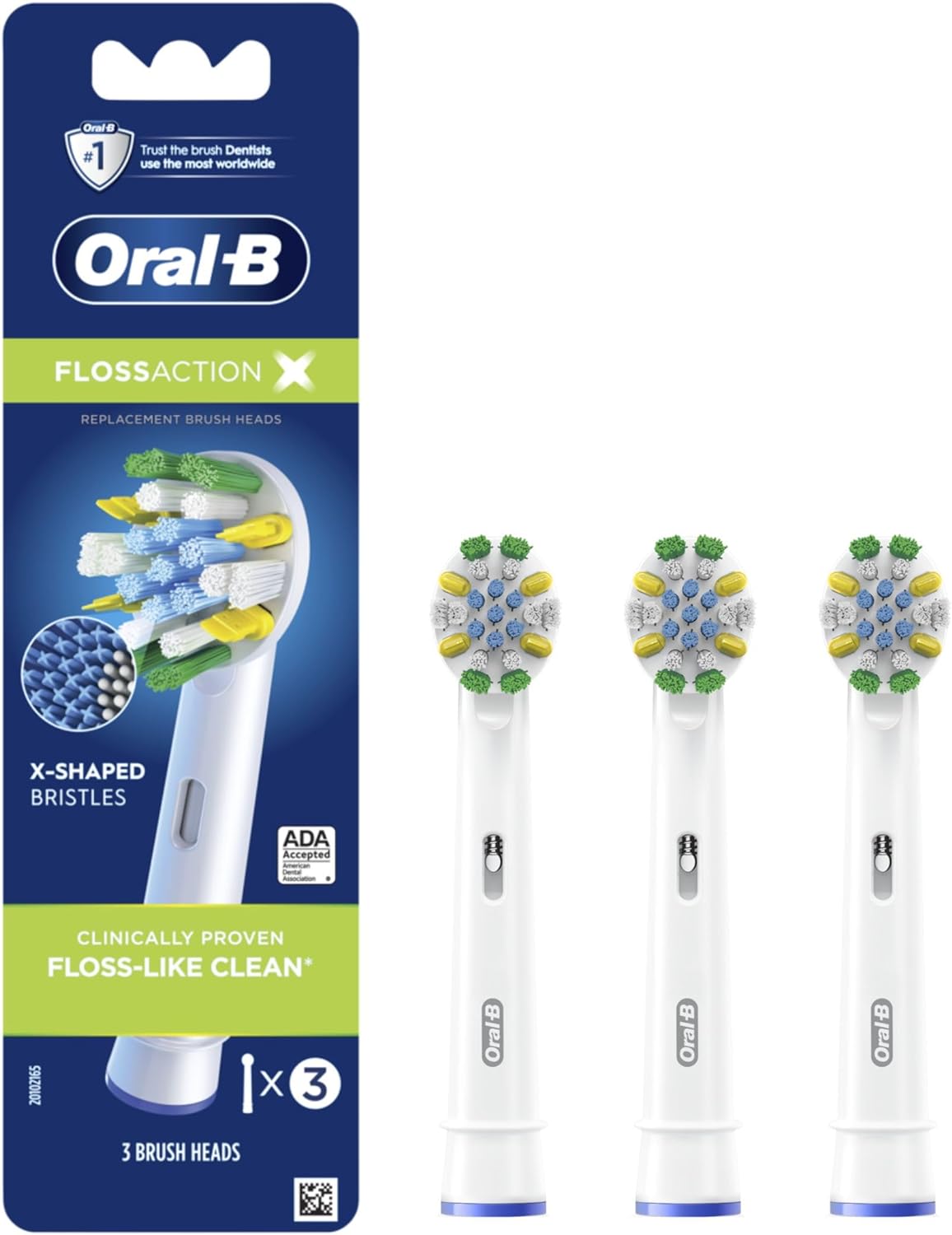 Oral-B Flossaction Electric Toothbrush Replacement Brush Heads Refill, 3Ct, Black-2012 (Eb25-3)