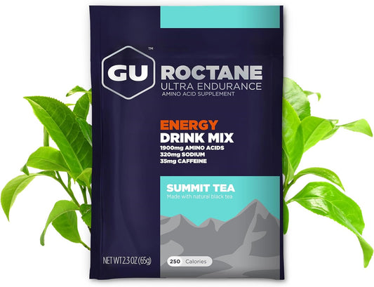 Gu Energy Roctane Ultra Endurance Energy Drink Mix, Vegan, Gluten-Free, Kosher, And Dairy-Free N-The-Go Energy For Any Workout, 10 Single-Serving Packets, Summit Tea