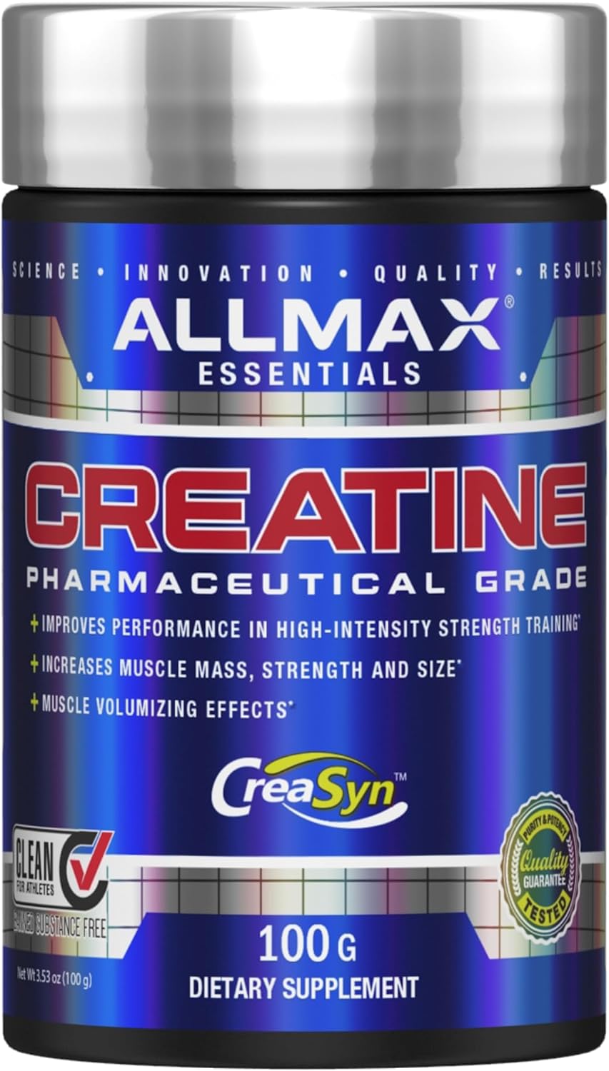 Allmax Essentials Creatine - 100 G Powder - Improves Performance & Training Intensity - Vegan & Gluten Free - 20 Servings