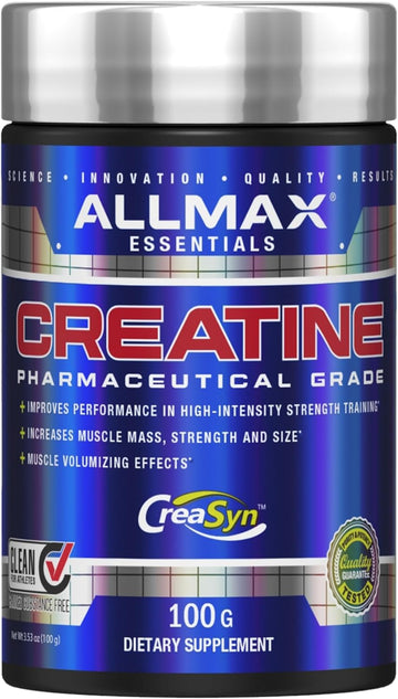 Allmax Essentials Creatine - 100 G Powder - Improves Performance & Training Intensity - Vegan & Gluten Free - 20 Servings