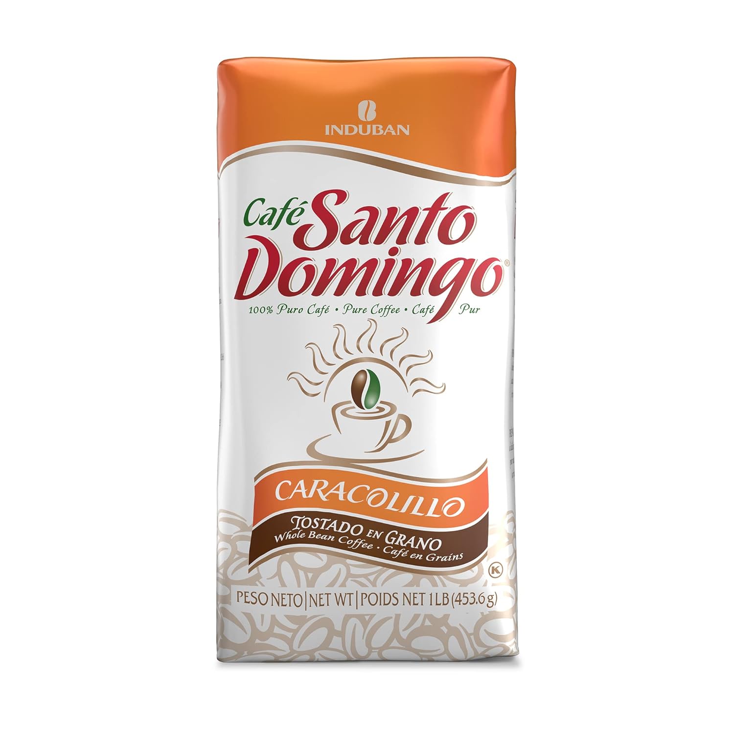 Café Santo Domingo Caracolillo, 16 oz Bag, Whole Bean Peaberry Coffee - Product from the Dominican Republic (Pack of 1)
