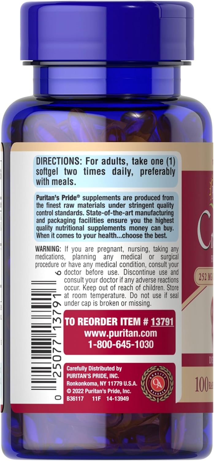 Puritan's Pride Triple Strength Cranberry Fruit Concentrate 12,600 Mg, Supports Urinary and Bladder Health, 100 Count : Health & Household