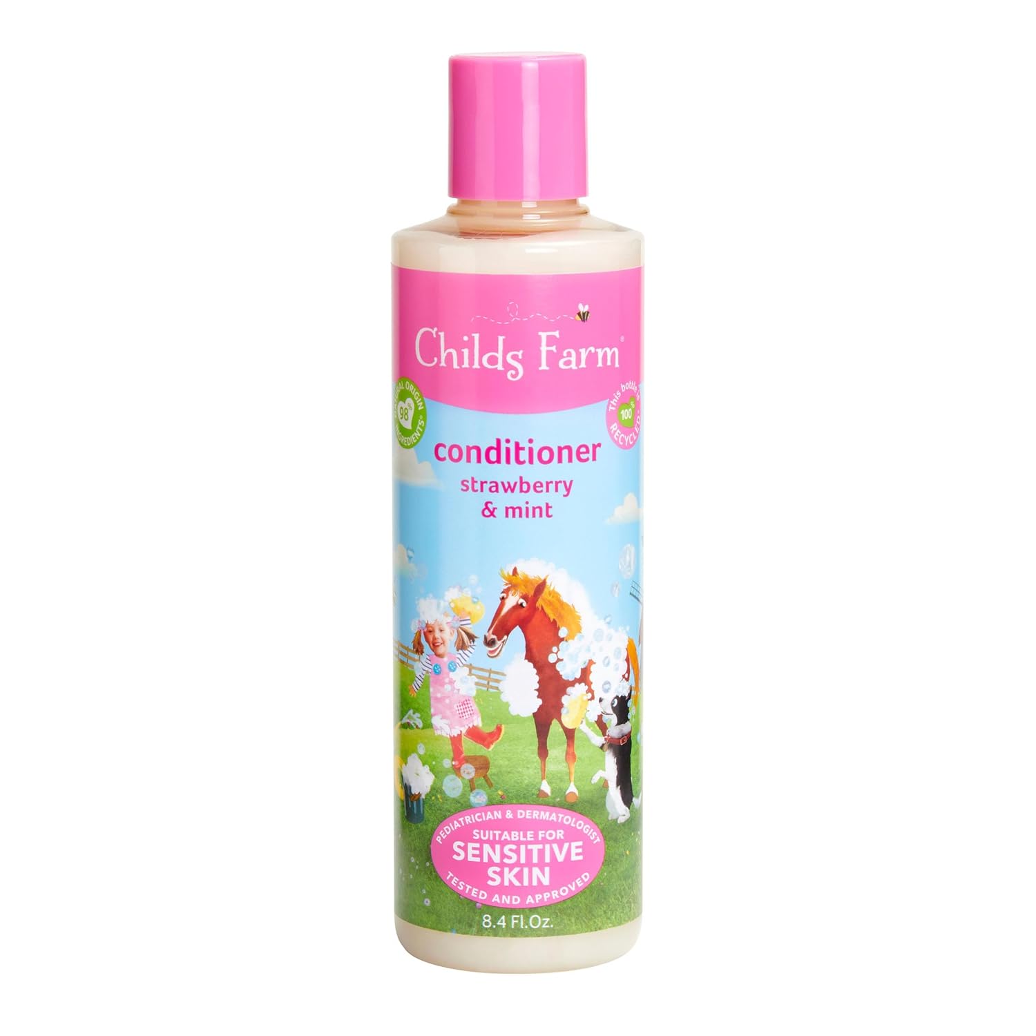 Childs Farm, Kids Shampoo For Dry, Sensitive, Eczema-Prone Skin & Scalp, Strawberry & Organic Mint, Detangles & Nourishes, Vegan, Cruelty-Free, 8.4 Fl Oz