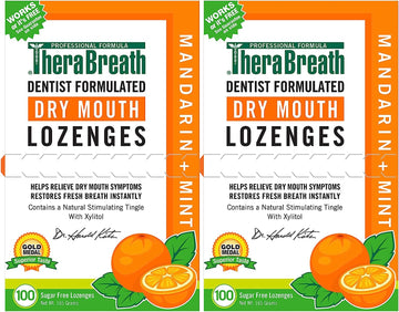 Therabreath Dry Mouth Lozenges With Zinc, 100 Lozenges, Mandarin Mint, 100 Count (Pack Of 2)