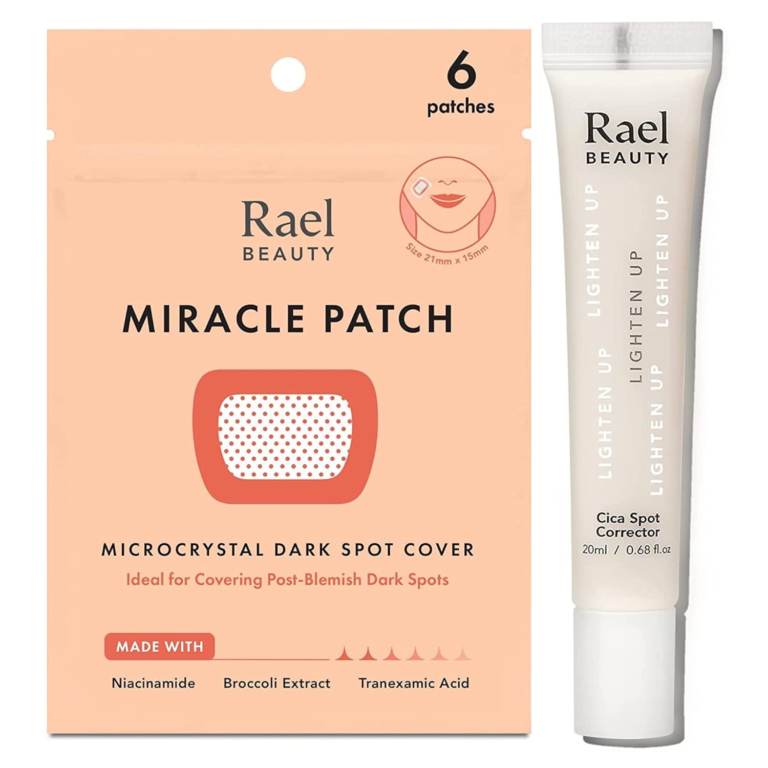 Rael Bundle - Microcrystal Dark Spot Cover (6 Count), Cica Spot Corrector Cream (.68Oz, 20Ml)