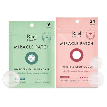 Rael Pimple Patches, Miracle Patch Bundle - Hydrocolloid Acne Patch for Face, Zit & Blemish, Breakouts, All Skin Types, Vegan, Cruelty Free (Invisible & Microcrystal Spot Cover, 33 Count)