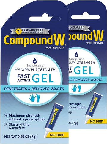 Compound W Maximum Strength Fast Acting Gel Wart Remover, 0.25 Oz, 2 Pack