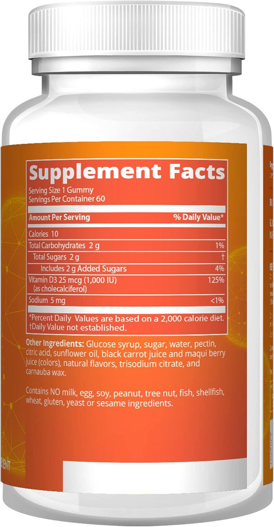 Mrm Nutrition Vegan Vitamin D3 Gummies | 1,000 Iu | Bone & Immune Support* | Natural Strawberry & Raspberry Flavored | Gelatin Free | Non-Gmo | Vegan + Gluten Free | 60 Servings