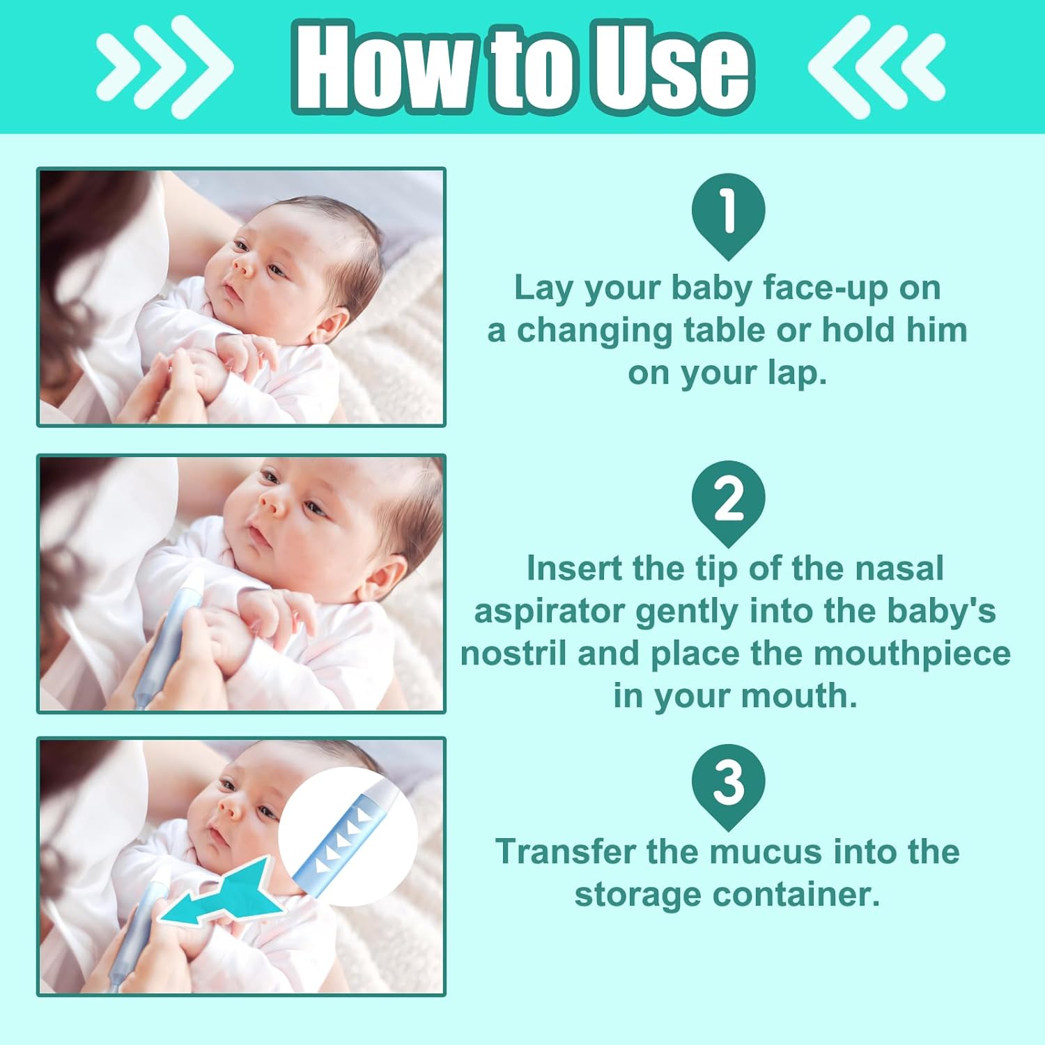 Nasal Aspirator for Baby, Nasal Congestion Relief Nose Cleaner with 2 Silicone Tips White Nose Cleaning Tweezer for Babies Infants and Toddlers Boys Girls (No Hygiene Filter Required) : Baby