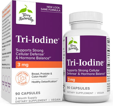 Terry Naturally Tri-Iodine 3 Mg - 90 Capsules - Supports Strong Cellular Defense & Hormone Balance - Non-Gmo, Vegan, Kosher, Gluten Free - 90 Servings