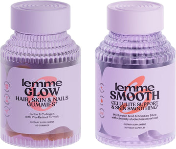 Lemme Glow Collagen Hair Gummies For Strong, Thick Hair & Reduced Shedding Smooth Anti Cellulite Capsules For Women, Smooth Legs & Thighs, Reduce Cellulite & Crepey Skin Bundle