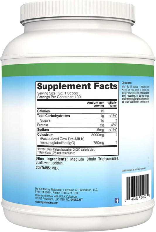 Symbiotics Colostrum Plus Powder 21 Oz (597 G) - Immunity Support - Promotes Athletic Performance And Optimal Iron Levels - Immunoglobulin - 25% Lgg Antibodies - Gluten Free