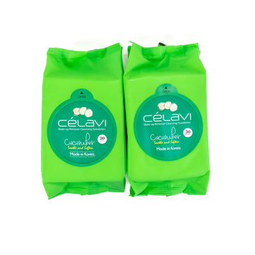 Celavi Makeup Remover Cleansing Wipes Removing Towelettes 2 Packs - 60 Sheets (Cucumber)
