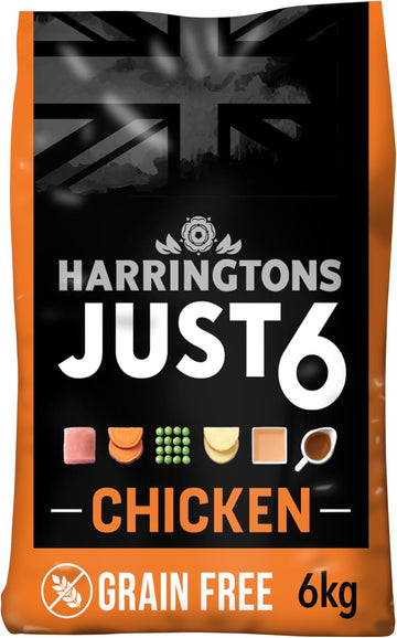 Harringtons Just 6 Chicken & Veg Complete Grain Free Dry Dog Food With Added Tasty Fresh Baked Bites 6kg?HARRJ6C-6