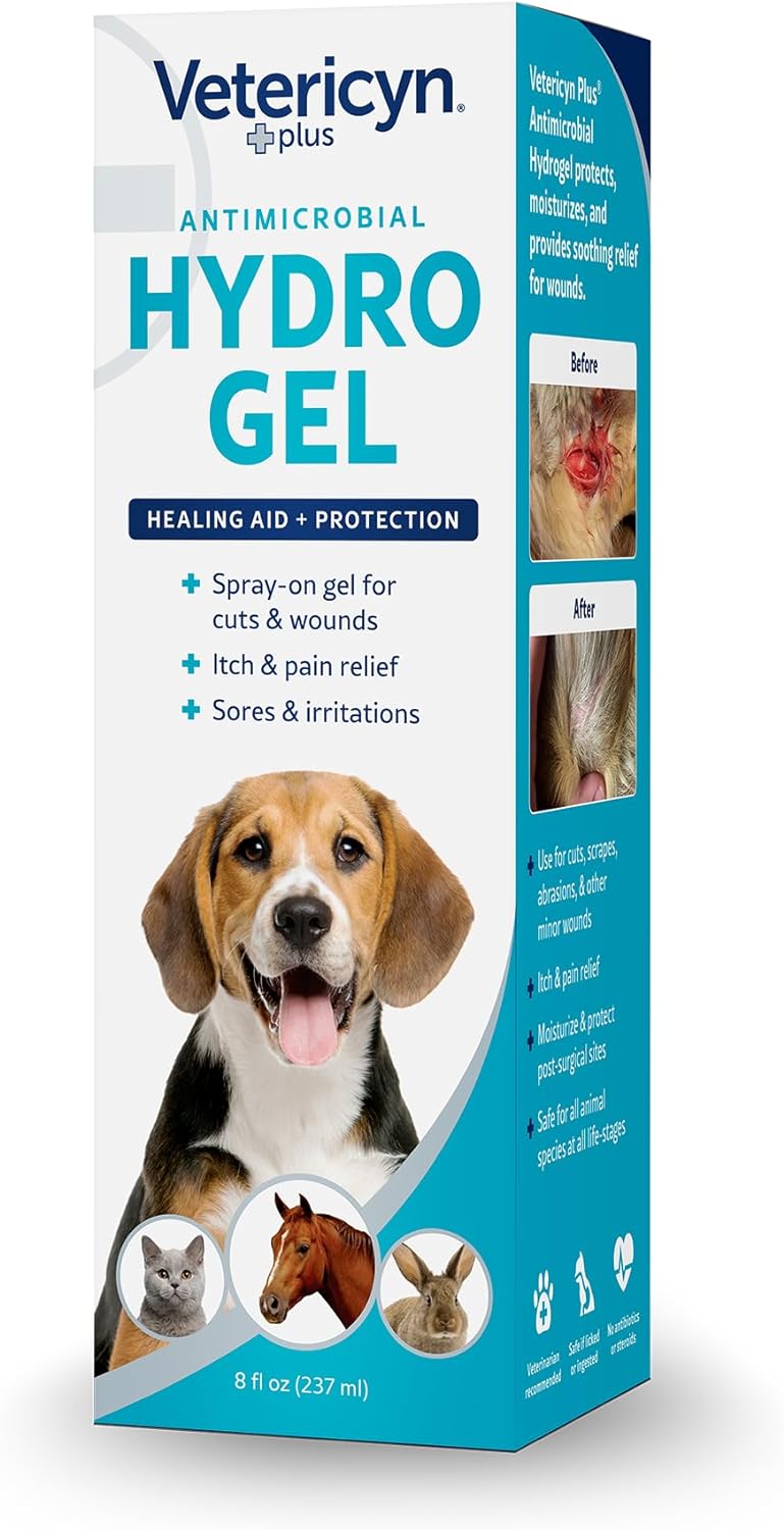Vetericyn Plus Dog Wound Care Hydrogel Spray | Healing Aid and Wound Protectant, Sprayable Gel to Relieve Dog Itchy Skin, Safe for All Animals. 8 ounces : Pet Health Care Supplies : Pet Supplies