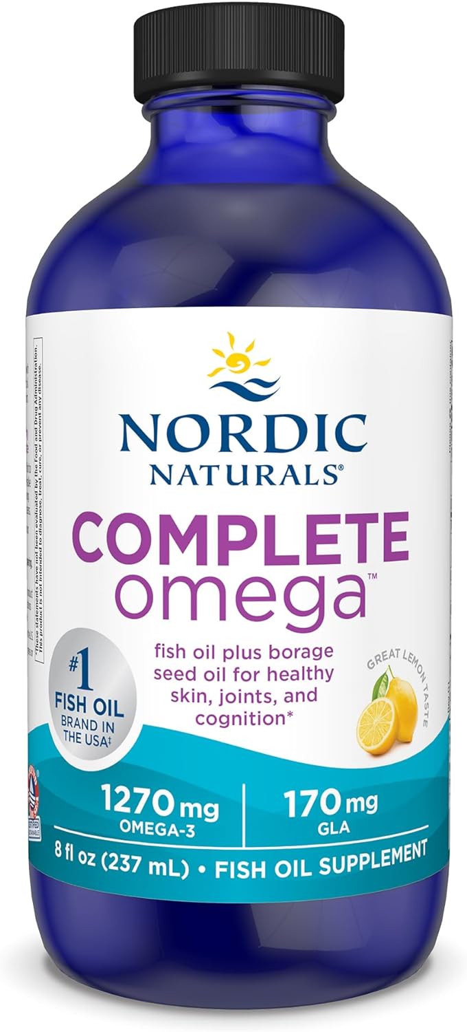 Nordic Naturals Complete Omega, Lemon Flavor - 8 oz - 1270 mg Omega-3 - EPA & DHA with Added GLA - Healthy Skin & Joints, Cognition, Positive Mood - Non-GMO - 48 Servings