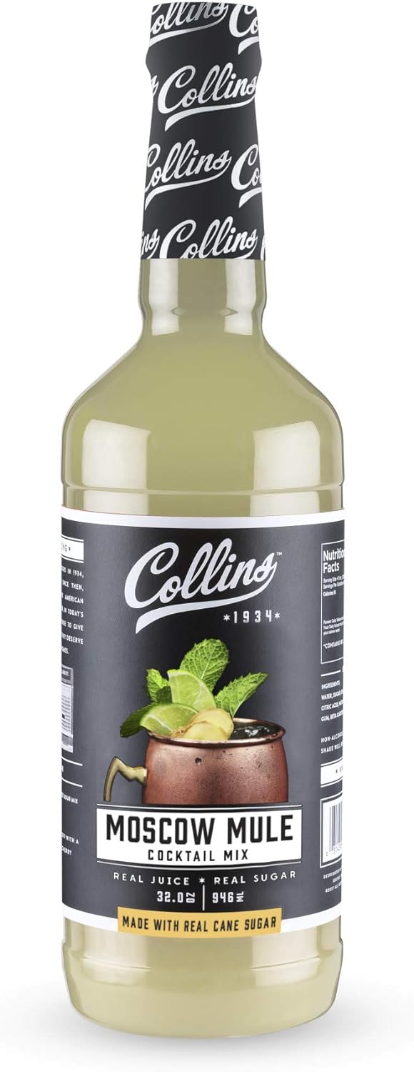 Collins Moscow Mule Mix, Made With Lime Juice and Real Sugar With Natural Flavors, Classic Cocktail Recipe Ingredient, Bartender Mixer, Drinking Gifts, Home Cocktail bar, 32 fl oz : Movies & TV