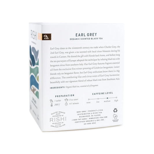 Rishi Tea Earl Grey Herbal Tea | Immune Support, Usda Certified Organic, Fair Trade Black Tea, Antioxidants, Caffeinated, Citrus Flavors For Taste | 15 Sachet Bags, 1.58 Oz (Pack Of 2)