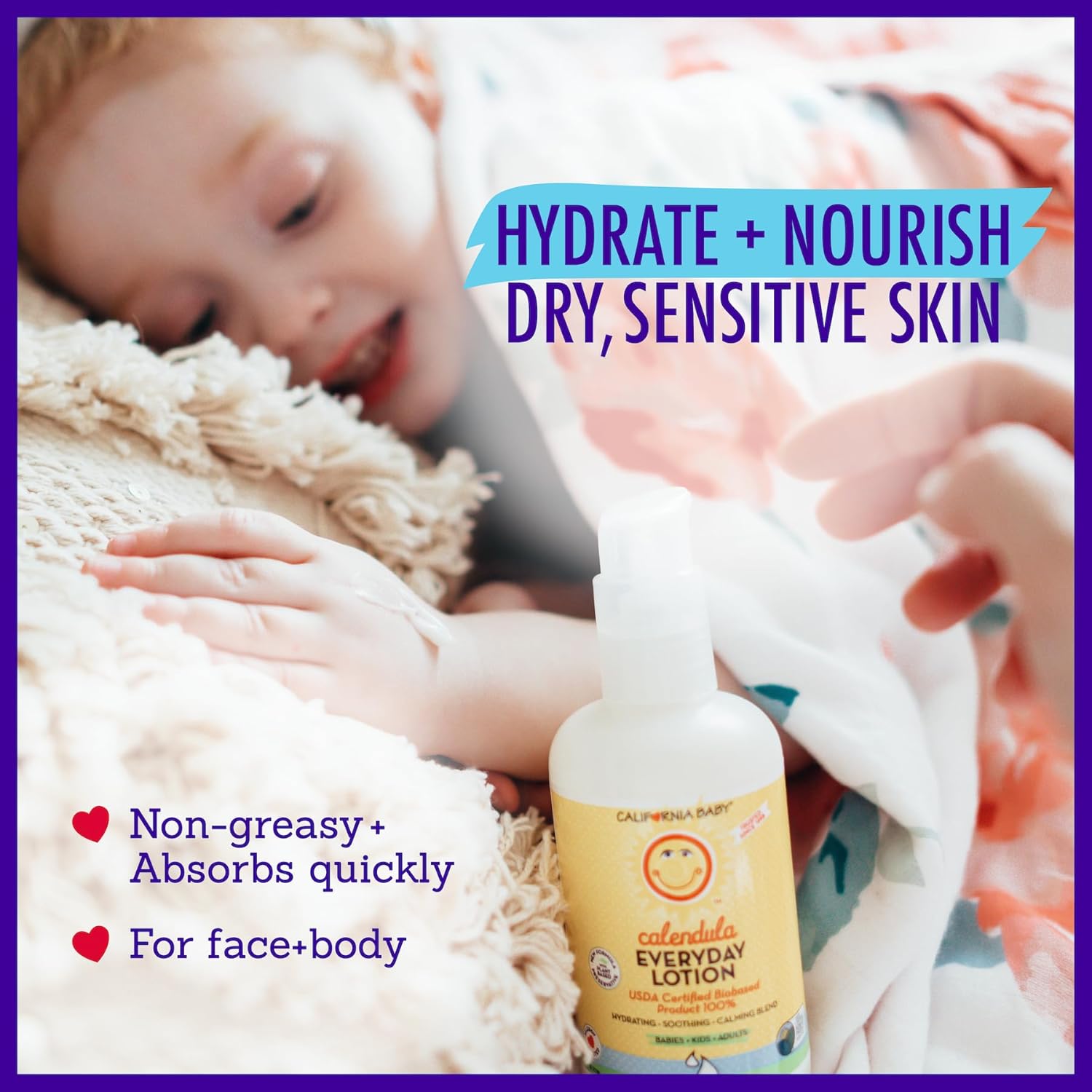 California Baby Calendula Lotion | 100% Plant-Based Moisturizer | Lavender Baby Lotion | Face Moisturizer For Dry Skin | Hypoallergenic | 19 Oz. : Baby