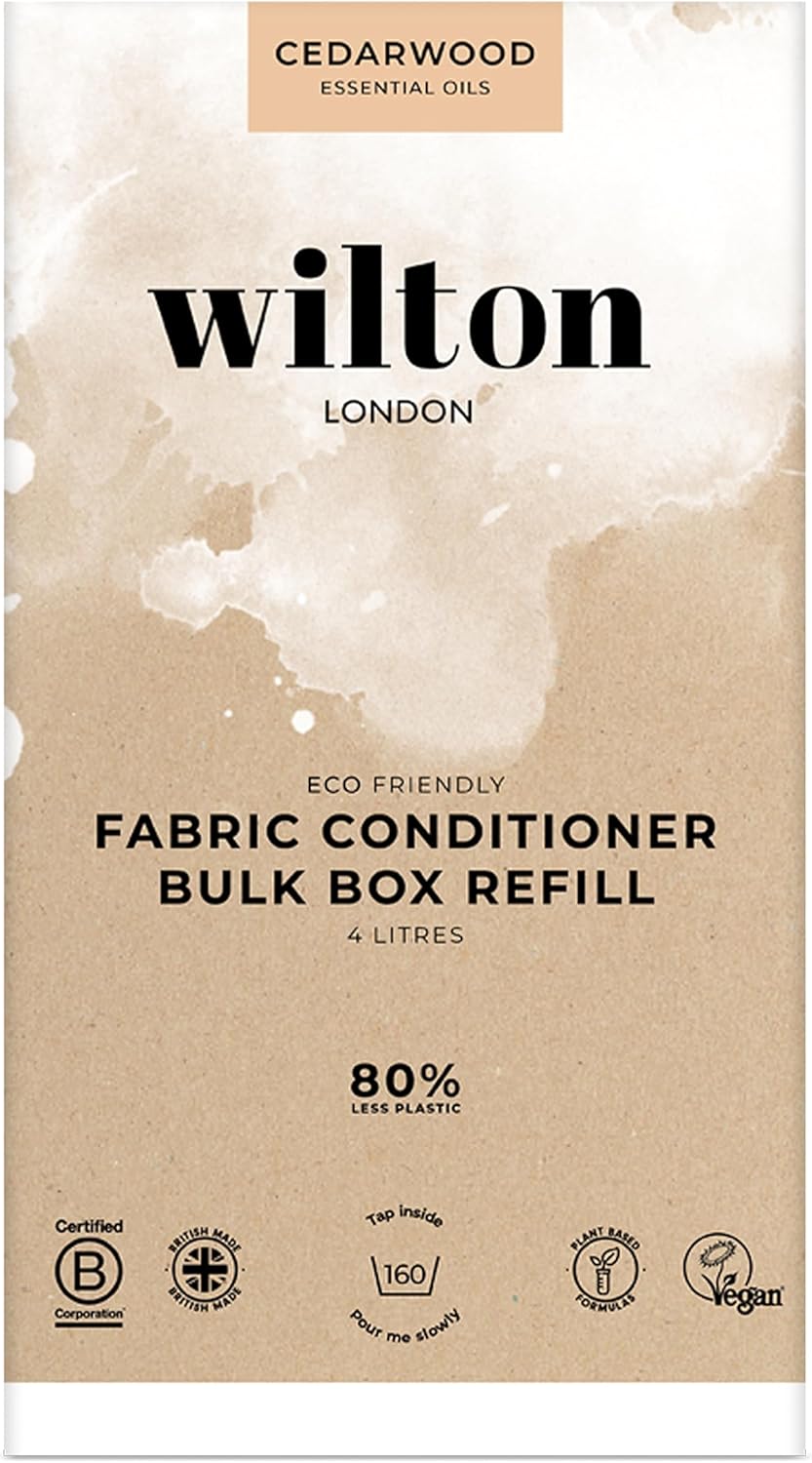 Wilton London Cedarwood Fabric Conditioner Refills - 160 Washes - Plant-Based & Biodegradable Softner - 100% Recyclable - Less Plastic - Essential Oils - Made In Uk - 4L