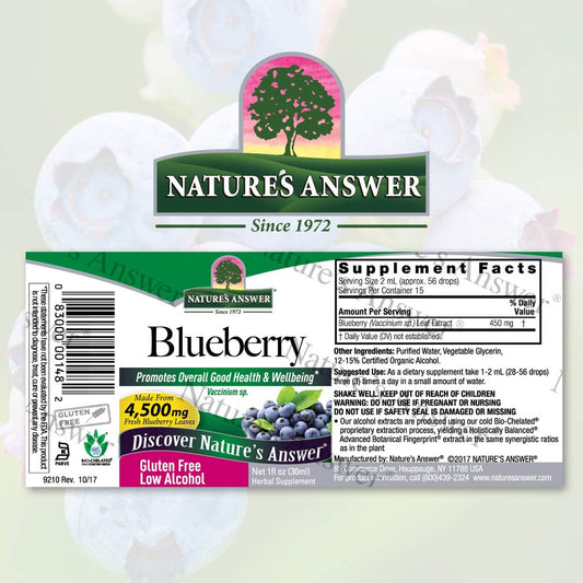 Nature's Answer Blueberry Leaf with Organic Low Alcohol 1   | Overall Wellness Support | Healthy Eye Support