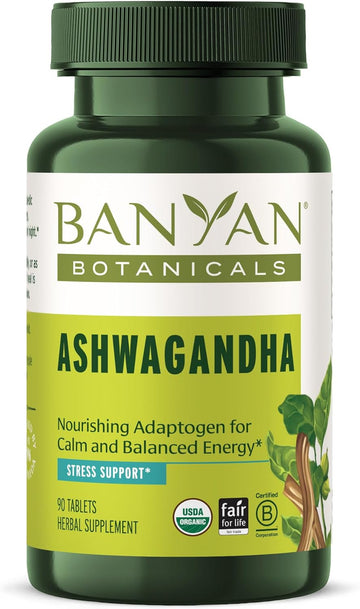Banyan Botanicals Ashwagandha Tablets ? Organic Ashwagandha Root ? Renowned Herbal Adaptogen for Natural Energy Support and Stress Support* ? 90 Tablets ? Non-GMO Sustainably Sourced Vegan