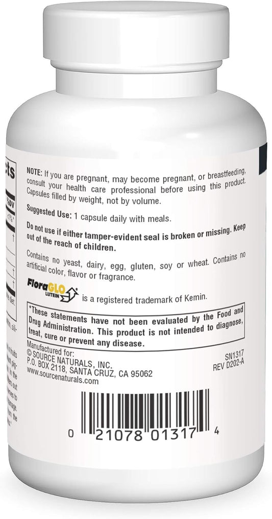 Source Naturals Lutein With Floraglo 20 Mg Antioxidant Carotenoid - 60 Capsules