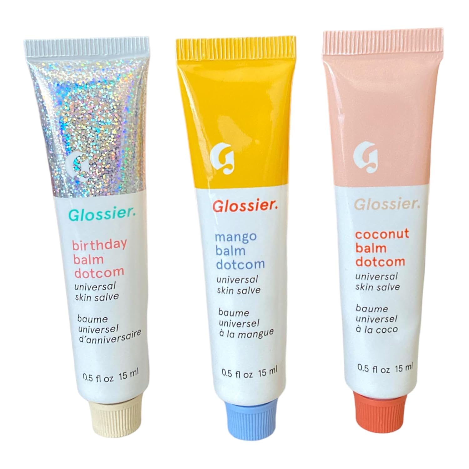 Glossier Balm Dotcom Trio Mango, Birthday, Coconut Size: 0.5 Fl Oz / 15 Ml : Beauty & Personal Care