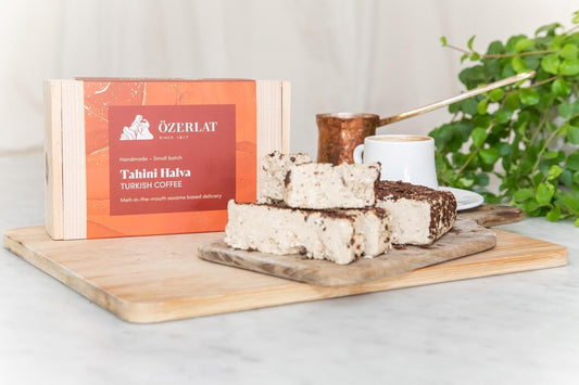 Ozerlat Real Tahin Helva - Coffee – Halva Luxury Gourmet Artisan Dessert Sweets, Premium Quality Natural Ingredients, Vegan, Gluten Free (300G)