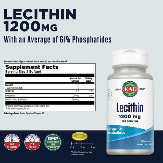 Kal 1200 Mg Lecithin Softgels, 50 Count