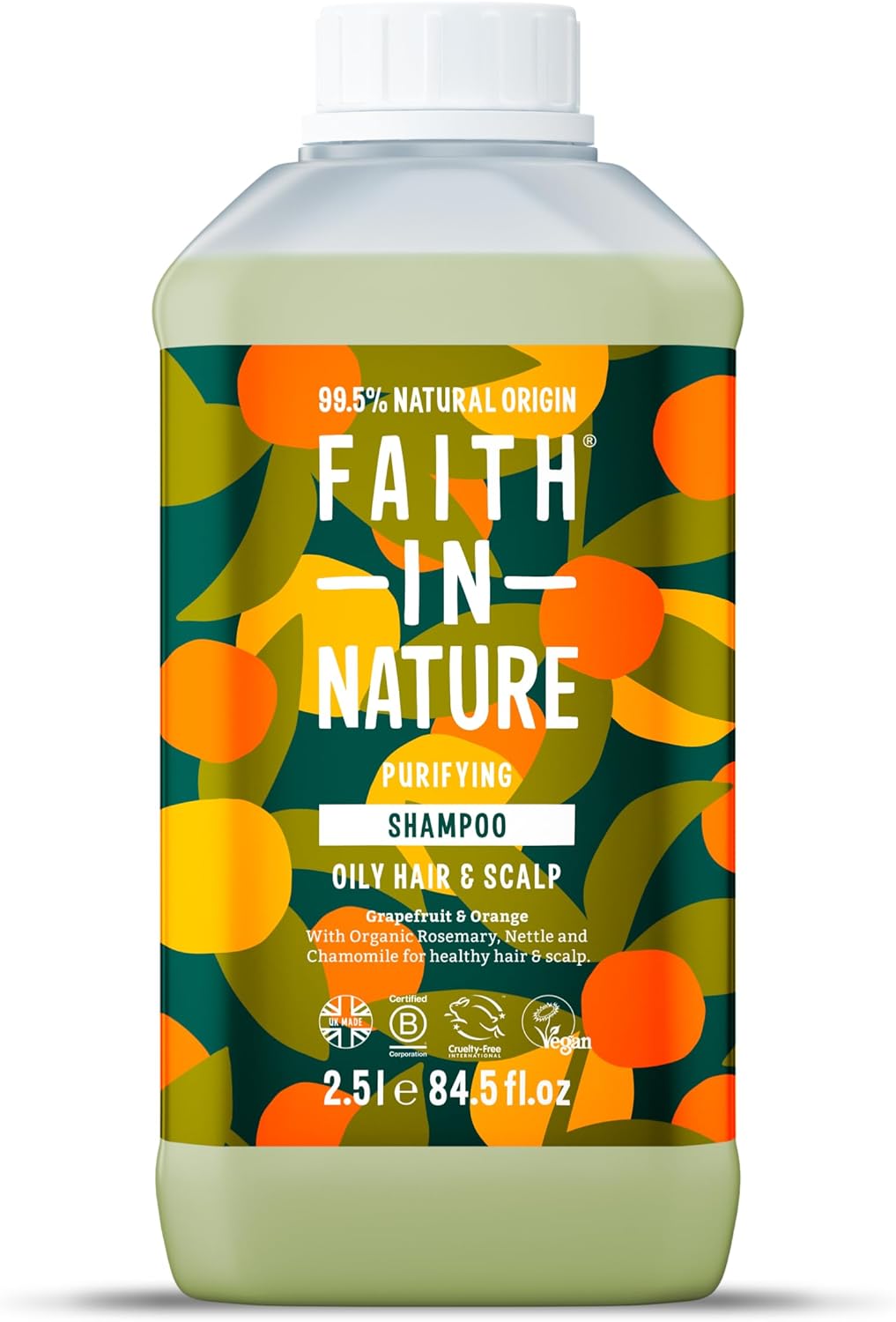 Faith In Nature Natural Dragon Fruit Shampoo, Revitalising For Oily Hair & Scalp, Vegan & Cruelty Free, No Sls, Silicones Or Parabens, 2.5L Refill