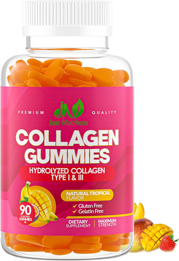 Collagen Gummies For Women & Men (90 Count) - Hydrolyzed Collagen Type I & Iii For Hair, Skin, Nails & Joints - Gluten-Free, Non-Gmo - 90 Gummies