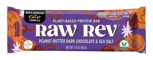 Peanut Butter Dark Chocolate & Sea Salt "New and Improved Glo" Vegan Protein Bars, 12g of Plant-Based Protein with Only 3g of Sugar, Pack of 12