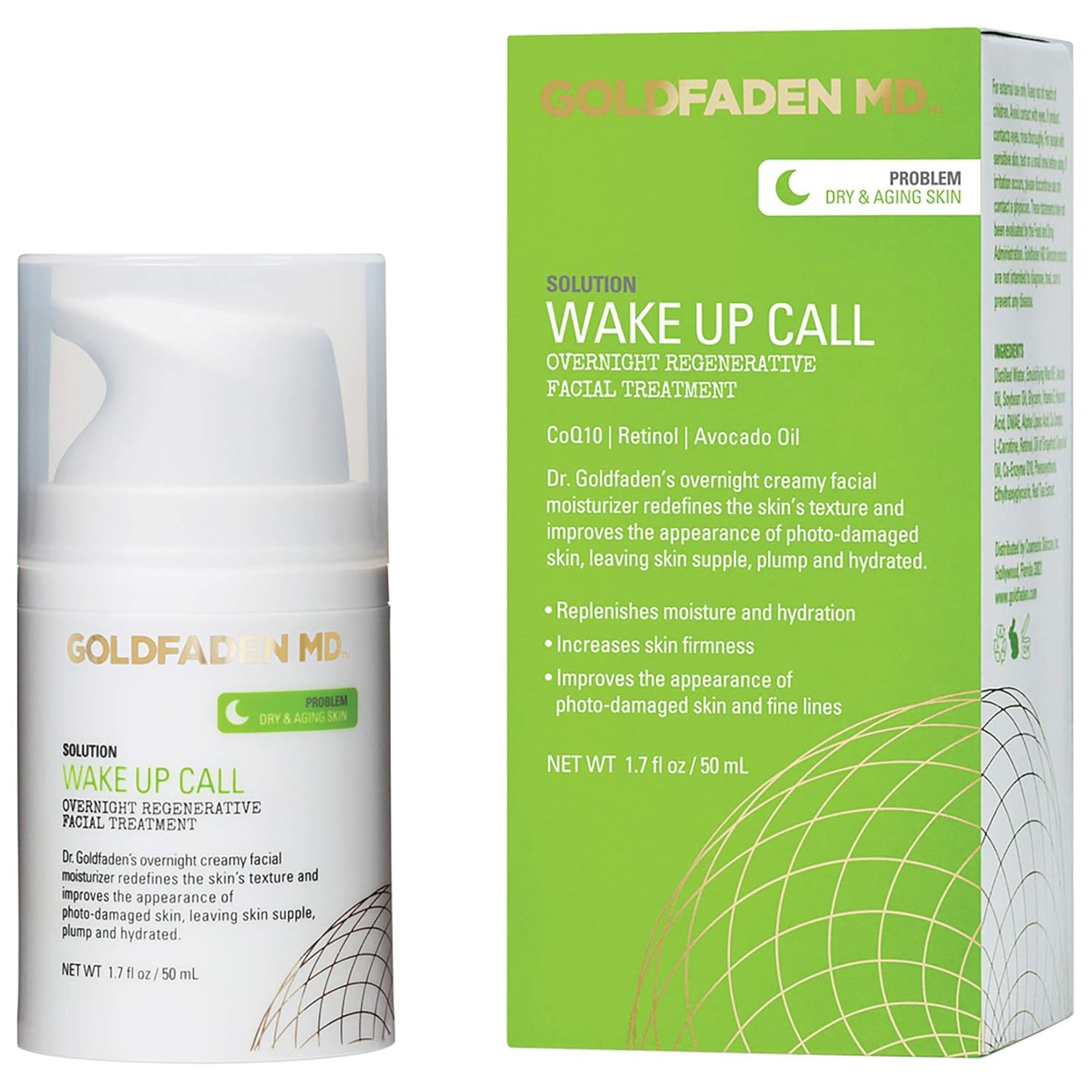 Dr. Goldfadens Wake Up Call Night Facial Moisturizer Night Cream For Dry & Aging Skin | W/Alpha Lipoic Acid, Avocado Oil Retinol, Co-Enzyme Q10
