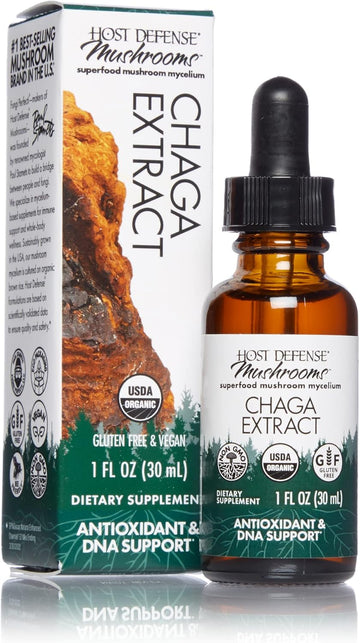 Host Defense, Chaga Extract, Antioxidant and DNA Support, Mushroom Supplement, Plain, 1