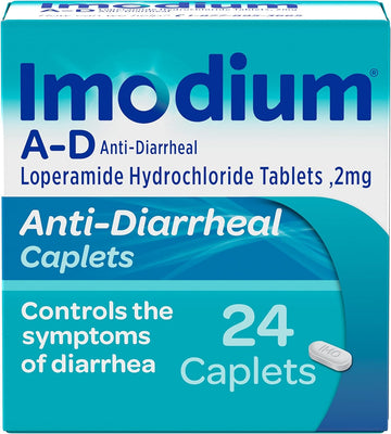 Imodium A-D Diarrhea Relief Caplets With Loperamide Hydrochloride, Anti-Diarrheal Medicine To Help Control Symptoms Of Diarrhea Due To Acute, Active & Traveler'S Diarrhea, 24 Ct