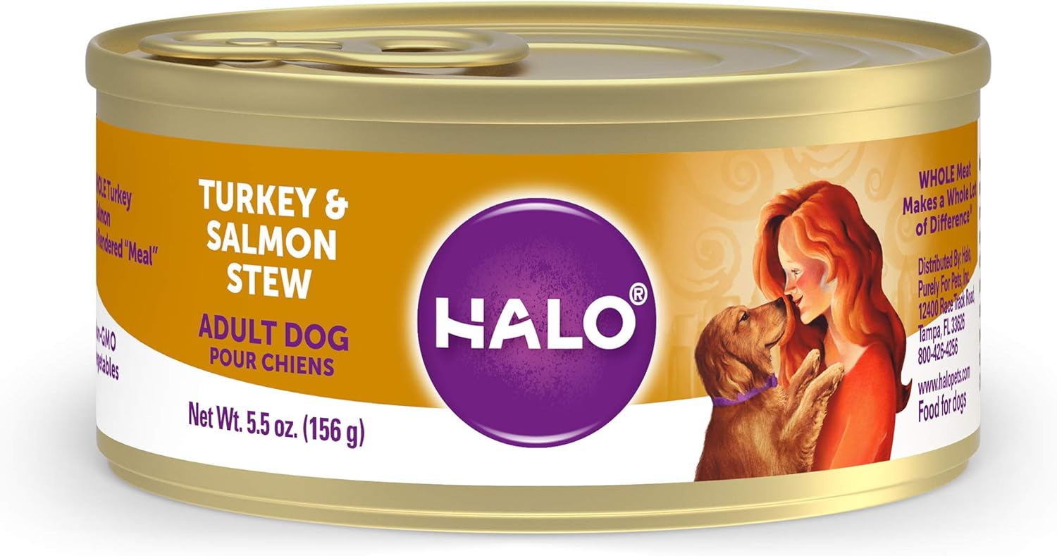 Halo Adult Dog Turkey & Salmon Stew 5.5 Oz. Can (Pack Of 12)