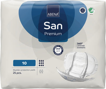 ABENA San Premium Mens & Womens Incontinence Pads, Breathable & Comfortable, Fast Absorption, Discreet & Effective Shaped Incontinence Pads for Men/Women - Premium 10, 2800ml Absorbency, 25PK