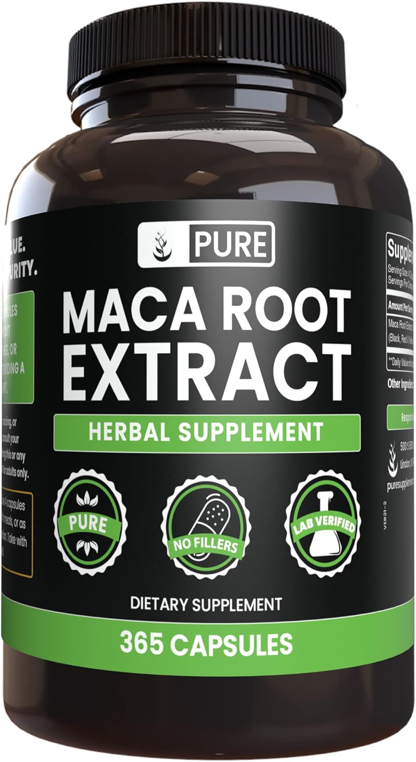 Pure Original Ingredients Maca Root (365 Capsules) No Magnesium Or Rice Fillers, Always Pure, Lab Verified
