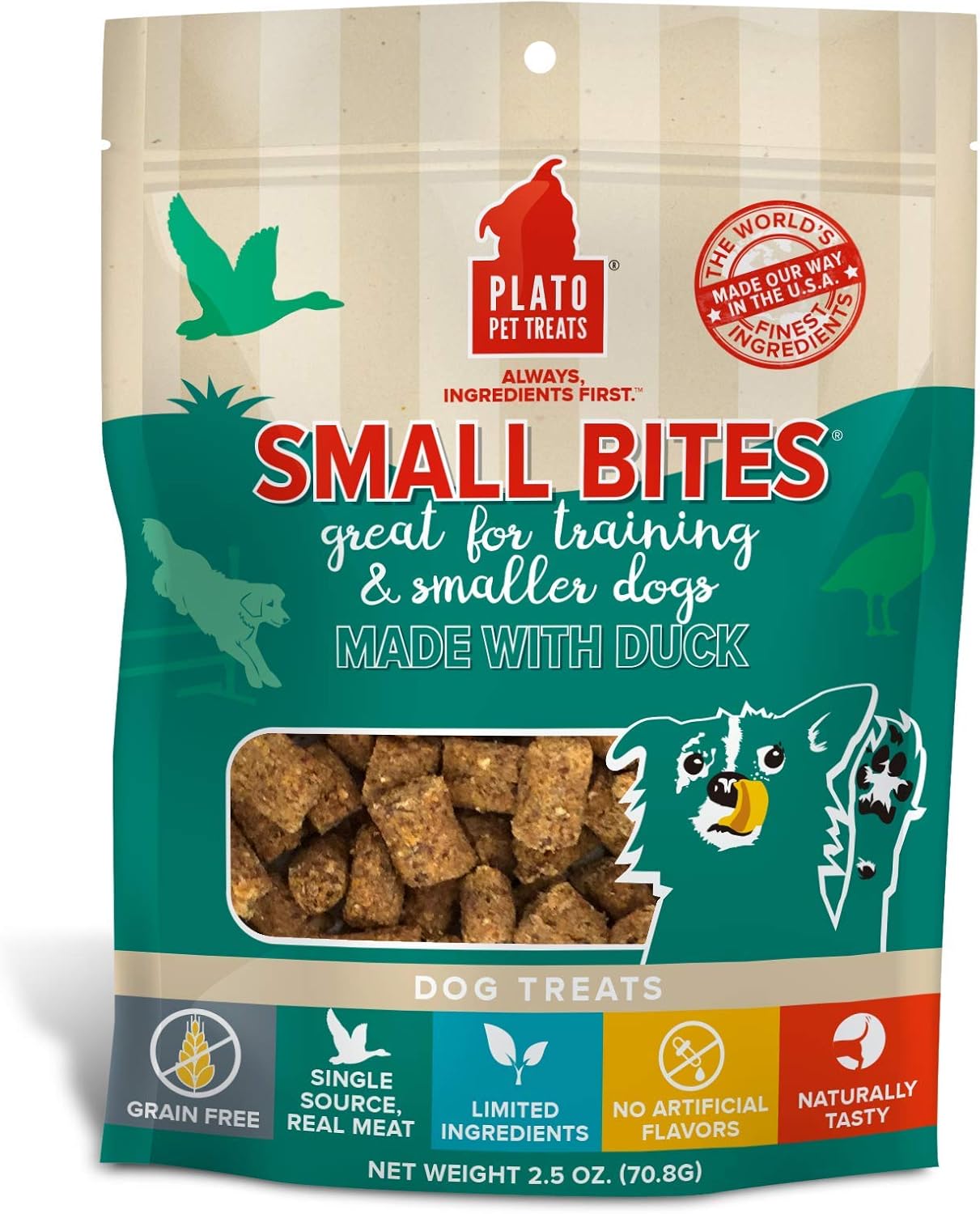 PLATO Taste of Plato Dog Treats - Real Meat - Air Dried - Made in The USA - Variety Pack - Lamb, Salmon, Duck and Turkey Flavor, Multi, 4 Count (Pack of 1) : Pet Supplies