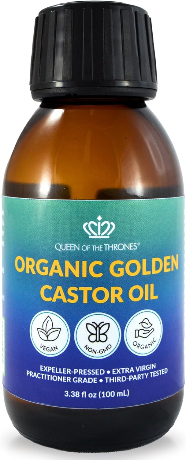 Queen Of The Thrones Organic Golden Castor Oil - 100Ml (3.38Oz) | 100% Pure & Expeller-Pressed For Hair, Skin & Nails | Hexane Free | Usda Certified