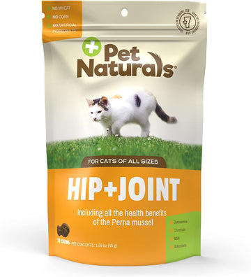 Pet Naturals Hip And Joint Support Supplement For Cats, 30 Chews - Glucosamine, Chondroitin And Msm For Cats