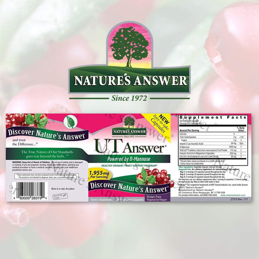 Natures Answer UT Answer D Mannose Cranberry, 90 Capsule Count 2 pack | Promotes Urinary Tract Support | Healthy Bladder Function | Natural Detoxifier