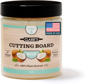 CLARK'S Cutting Board Wax - Butcher Block Wax Made with Fractionated Coconut Oil - For Kitchen Countertops, Natural Wood Butcher Blocks, Wooden Bowls and Utensils - Restores and Preserves - Food Safe