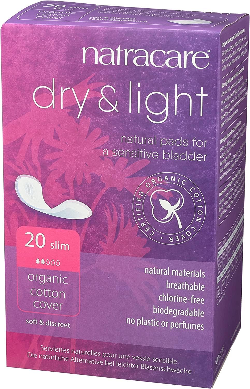 Natracare Dry and Light Incontinence Pads 6 Packs of 20 (120 Pads Total) : Health & Household