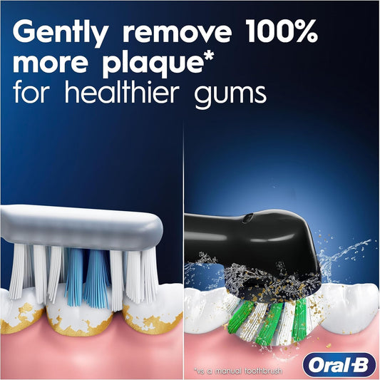 Oral-B Pro 3 2X Electric Toothbrushes For Adults, 2 Handles & 2 Cross Action Toothbrush Heads, 3 Modes With Teeth Whitening, 2 Pin Uk Plug, 3900, Black