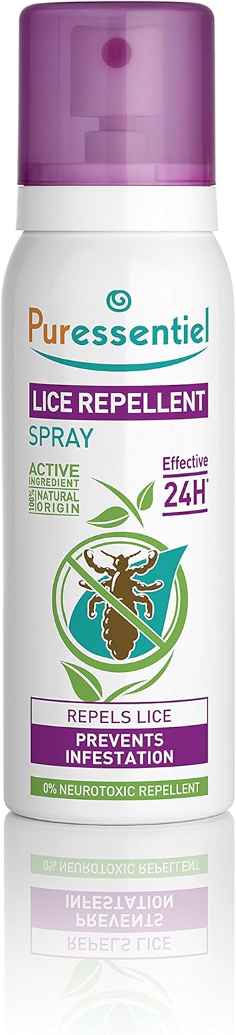 Puressentiel Head Lice Prevention And Repellent Spray For Kids And Adults, Proven 24 H Protection Against Head Lice And Infestations, 100 Percent Natural Active Ingredients, Vegan, Cruelty Free, 75 Ml