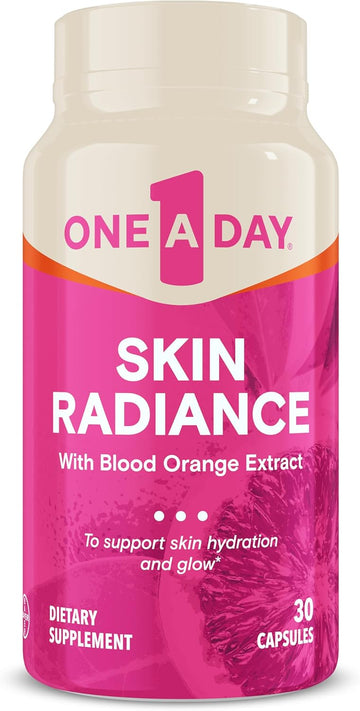 One A Day Skin Radiance, Skin Supplement To Support Skin Hydration & Glow With Blood Orange Extract & Collagen Health With Vitamin C & Vitamin E, 30 Capsules