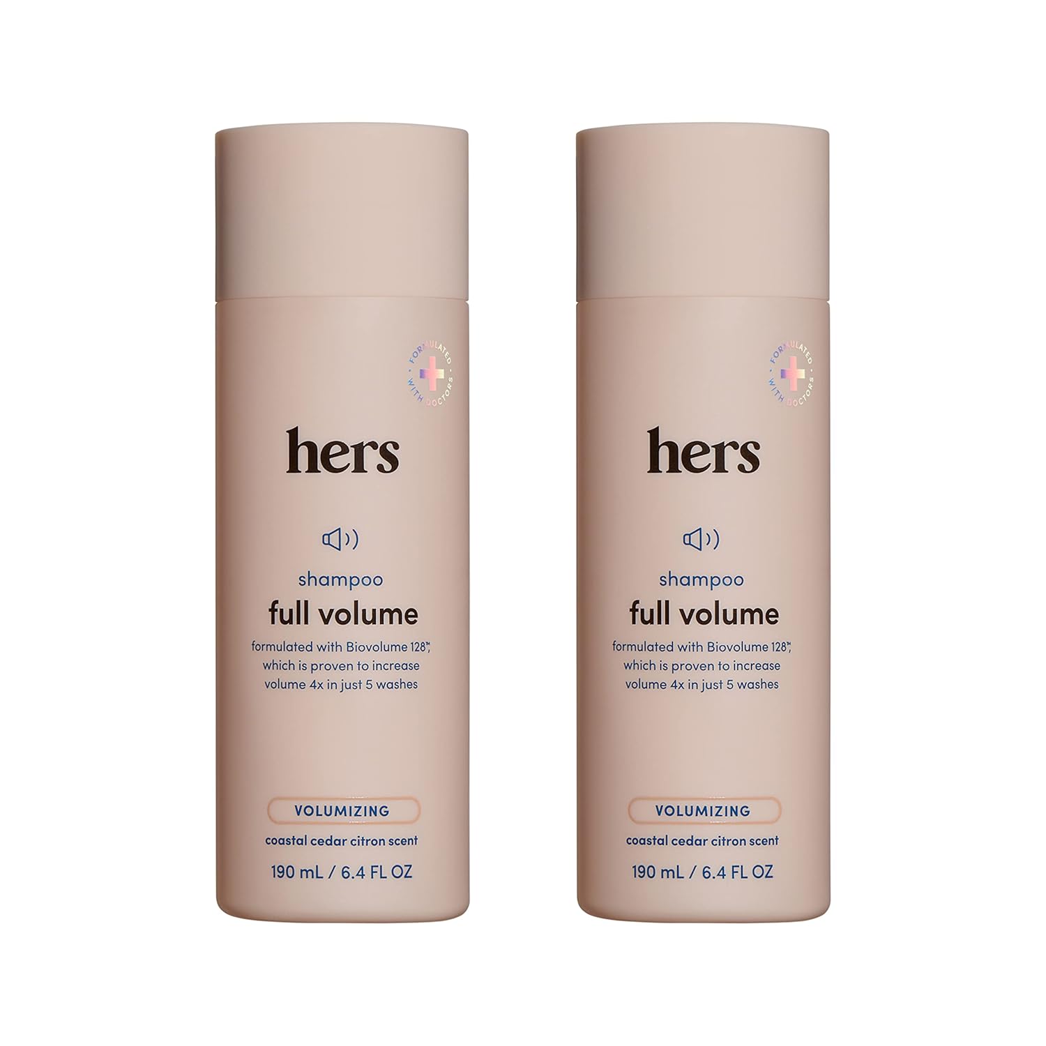 Hers Full Volume Shampoo 2 Pack - Volumizing Shampoo For Women - Soft Cedar & Citron - Women'S Natural Shampoo Adds Volume, Shine & Bounce - 2 X 6.4 Fl Oz