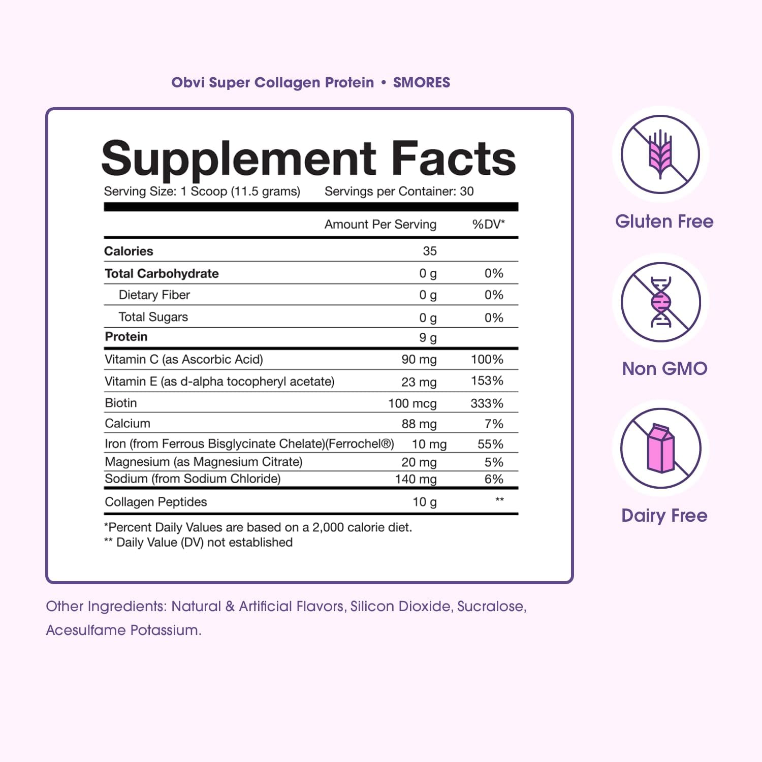 Obvi Collagen Peptides Protein Powder | Supports Gut Health, Healthy Hair, Skin, Nails with Biotin & Vitamins | Hydrolyzed Grass-Fed Bovine | No Sugar, Gluten-Free | 30 Servings, Smores : Health & Household